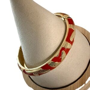 Gold tone and Red Bangle Bracelet